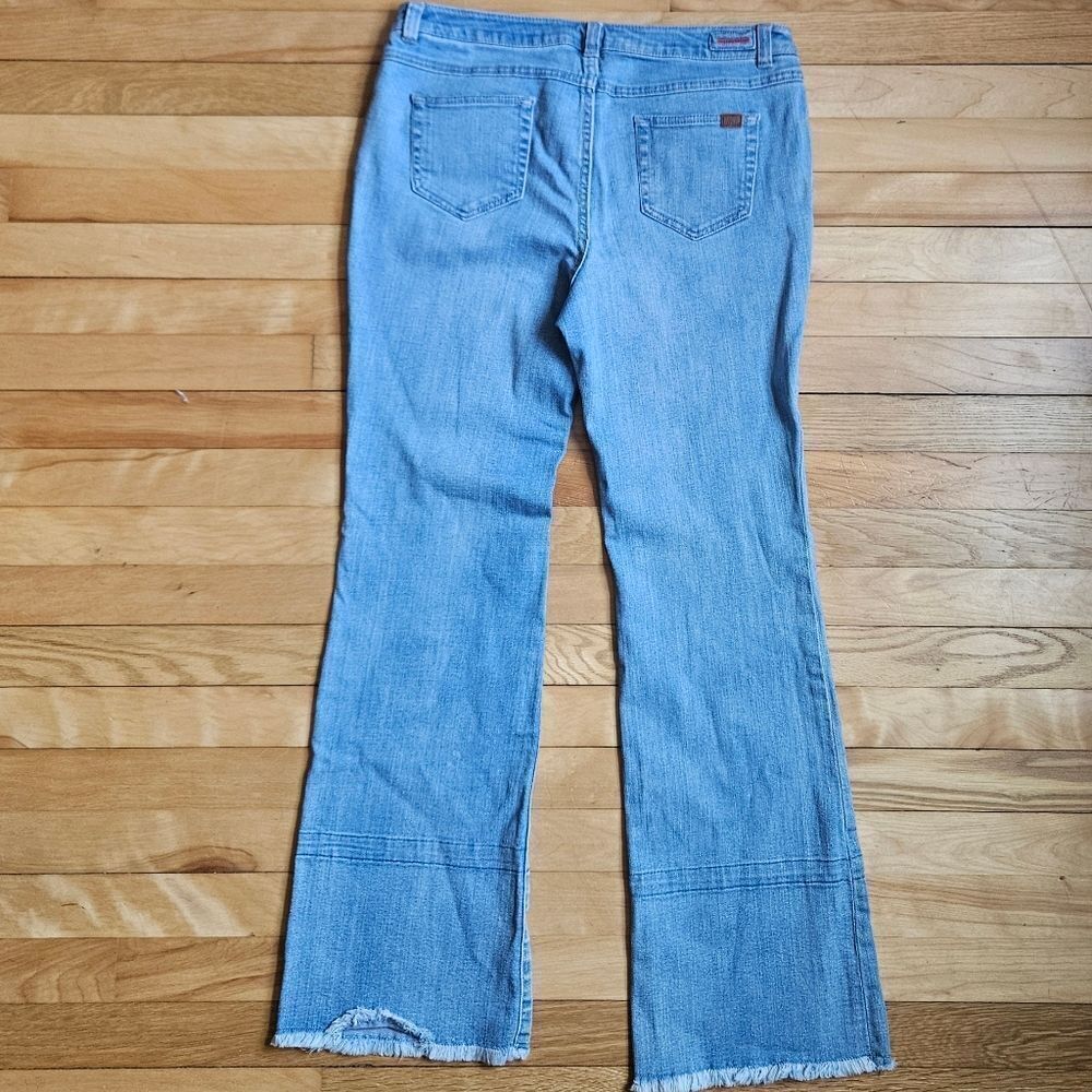 Vinatge 00s Peace Love World Blue Women's Flare Jeans - Picture 9 of 13